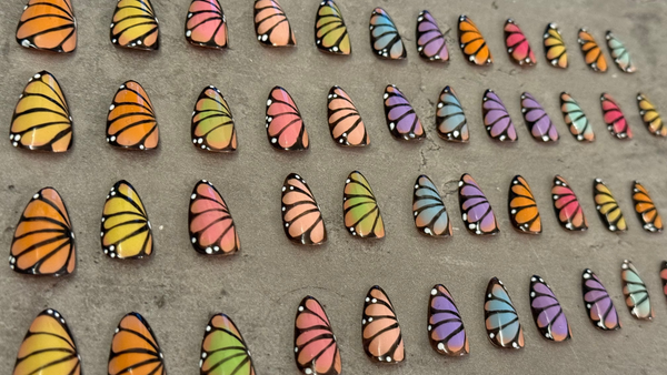 Rainbow Butterfly Almond Nails